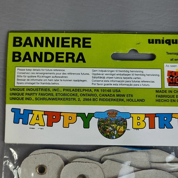 Vintage Ninja Turtles Happy Birthday Banner 1998 TMNT The Next Mutation Fox Kids - Picture 9 of 9